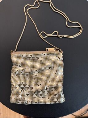 Whiting & Davis Gold Mesh Crossbody Bag with Chain Strap